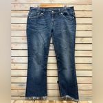 Miss Me JD1068B Cropped Dark Wash Jeans Frayed Hem Embroidered Pockets 31x27 Photo 3