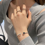 Boutique Twist‎ Cuff Bracelet 925 Sterling Silver Black Onyx, Adjustable Photo 2