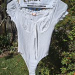 Boutique  Who I Am White Feminine Bodysuit - Sz 8 Photo 0