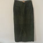 Ralph Lauren Blue Label Hunter Green Long Suede Leather Maxi Skirt Size 8 Photo 2