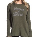 Chillionaire By Affliction Babes & Beer Graphic Long Sleeve Thermal Shirt S NWT Green Photo 0