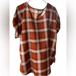 New Glory  Rust and White Plaid Blouse Photo 1