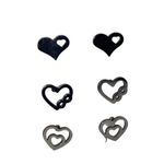 Boutique NWT Silver-Tone 3-Pack Heart Cut-Out Earrings Photo 5