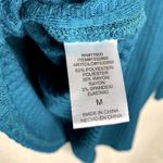 Chaser Waffle Knit Thermal Long Sleeve Hoodie Blue Medium Drop Shoulder Sweater Photo 5