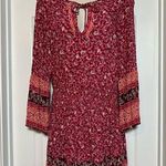 American Eagle Red Paisley Long Sleeve Bohemian Western Peasant Dress S Photo 0