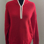 Sanctuary Red Half-Zip Sweater with White Trim Photo 0