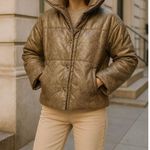 Nanushka Hide Jacket Vegan Leather Puffer Coat Brown Photo 0