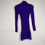 ZARA Purple Long Sleeve Peplum Sweater Dress Womens S Casual Modest Ribbed Knit Photo 8