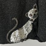 Michael Simon Sequin Embellished Cat Cardigan Sweater Black Metallic Size Medium Photo 1