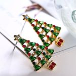 Women Christmas Tree Crystal Ear Stud Earrings Charm Party Jewelry Xmas Red Photo 2