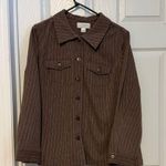 cj banks  Brown striped collared long sleeve button down shirt top Euc 1X Photo 0