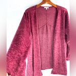 Ava James  1X Reverse Seam Berry Open Cardigan Sweater Photo 2