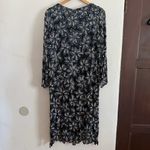 80s VINTAGE | Iridescent Black Sequined Beaded Floral V Neck Sheath Dress Large Photo 1