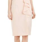 Vince Camuto  Ruffle Knee Length Sheath Dress Women's 2 Pink Blush One Shoulder Photo 0