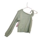 Wild Fable Long Sleeve One Shoulder Mint Green Cable Knit Crop Sweater Small Photo 5