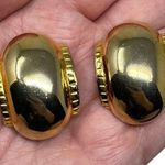 Carol Dauplaise Vintage Signed Dauplaise Gold Tone Clip On Statement Earrings Retro Classy Photo 0