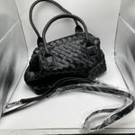 Anthropologie NWOT  woven crossbody bag black leather purse shoulder SOLD OUT Photo 2