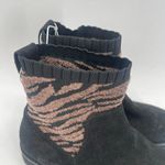 ANDRE ASSOUS Sock Boot Size 7 Sara Black Zebra Print NEW Leather Lug Sole NWOT Photo 1
