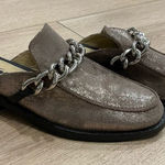 Free People NEW  Vida Tan Metallic Chain Leather Mules Women’s Size 36 Photo 0