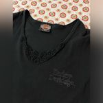 Harley Davidson Vintage Y2K 2000  Lace V Neck Black Short Sleeve Size Medium Photo 2