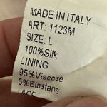 Elena Baldi Italy‎ 100% Silk Peasant Top Crochet Trim Bell Sleeve Blouse Size Lg Tan Photo 11