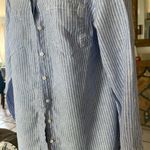 Nicole Miller Original  women’s button up nautical  100% linen striped shirt XL Photo 2