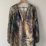 Show Me Your Mumu Snakeskin Print Long Sleeve Mini Dress V-Neck Button Lined XS Photo 7