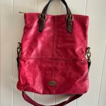 Fossil Rare HTF Vintage Bright Red Large Leather  Heavy Handbag Crossbody Bag Photo 2