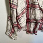 Lou & grey Faux Wrap Plaid Top White Red Photo 4