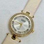 Burgi diamond dial Swiss quartz women gold tone watch 37mm leather band running Photo 1