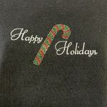 Source Unknown Black Christmas Thin Sweatshirt with Happy Holidays with Metallic Candy Cane- XL Photo 5