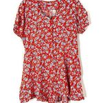Circles 'N Sand | Vintage Floral Red Button Short Sleeve Romper M Size M Photo 0