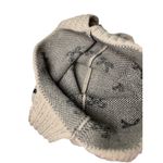 Y2K Boho Knit Shoulder Bag Beige Black Bow Pattern Tote Purse Casual Aesthetic Tan Photo 4