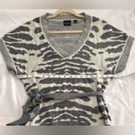 Tribal Sweater Dress Womens M Silver Gray Zebra Print Belted Tunic Top Size M Photo 7
