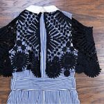 Few Moda • Shirting Lace Cape Mini Dress blue white striped black open shoulder Photo 13