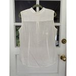 Coldwater Creek Women's XL Cream Brown Sleeveless Ruffle Button Up Tank Top Boho Photo 6