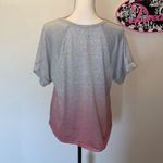 Lucky Brand grey pink ombre boho folded short sleeve pajama top Photo 3