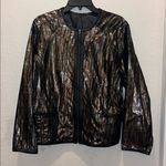 Chico's Chico’s Leather Reversible Leather Metallic Gold Black and Brown Women's Jacket Photo 2