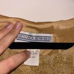 Jessica Howard Vintage Gold Metallic Short Sleeve Midi Formal Cocktail Dress Photo 5