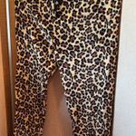 Leopard Print fleece sleep Pants medium Brown Photo 0