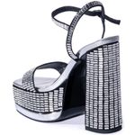 AZALEA WANG CATRIONA CHUNKY EMBELLISHED SANDAL IN SILVER Black Size 9 Photo 9
