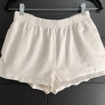 Brandy Melville  White Pull On Sweat Shorts Comfy Casual Pockets One Size EUC Photo 0