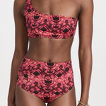 Ulla Johnson  Bikini Set Reina Wild Rose Top & Sahara High Waist Bottoms Size S Photo 0