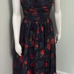 Unique Vintage  Red Rose Cocktail Dress Small Photo 4