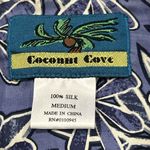 Coconut Cove Shirt Womens Medium Silk Camp Crop Boxy Button Up Floral Hawaiian Blue Photo 1