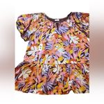 Tallulah Kate Puff Sleeve Bright Floral Tiered Mini Shift Dress 2X Orange Photo 12