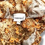 Fashion Bug Vtg Y2k Autumn Floral Orange Green Brown Hippie Flare Cap Sleeve Top Keyhole L Photo 4