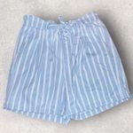 One 5 One Paperbag Waist Blue/White Striped High Waisted Shorts Size Large Photo 0