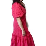 ZARA  The Marta Peach Eyelet Ruffle Poof Sleeve Midi Dress Size Small Photo 2