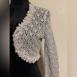 EXPRESS EUC  Silver and Cream Open Knit Crochet Cardigan size small Photo 2